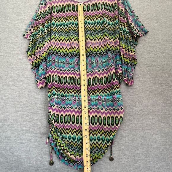 Luli Fama Playa Esmeralda South Beach Dress Small Swim Cover Up Ruched Sheer - Picture 10 of 11